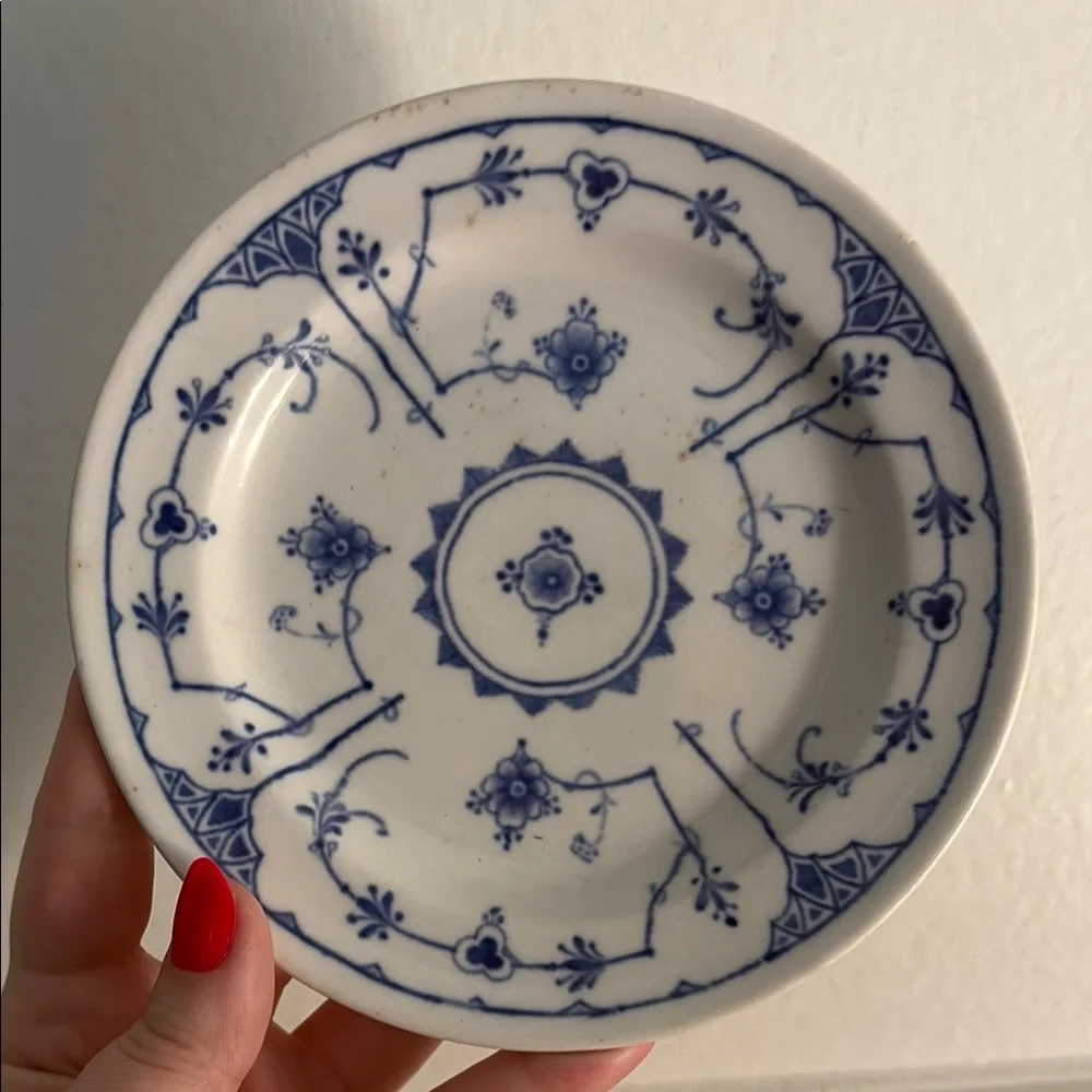 Antique SET OF 2- Royal Copenhagen Viking Blue and White Porcelain small plates